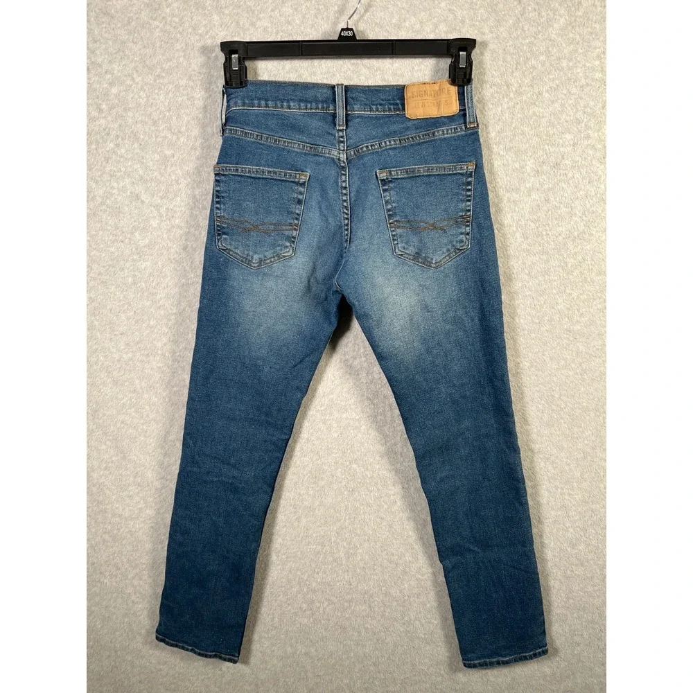 Signature Levi Strauss Jeans Mens 28x30‎ Blue Denim Stretch Slim Straight Leg